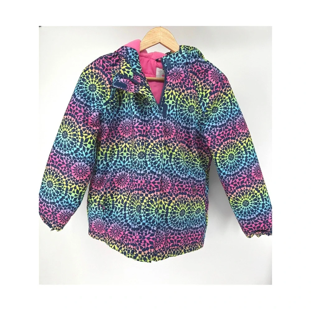 The Children's Place Puffer Jacket Kids L 10 12 Rainbow Geometric